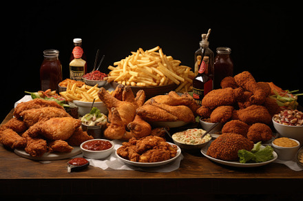 Fried chicken nuggets with french fr, a Photo by Iftikhar Alam