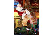 Christmas Santa with Cymric Cat Art, an Animal Illustration by Art Paradise Studios (Thumbnail 1 of 3)