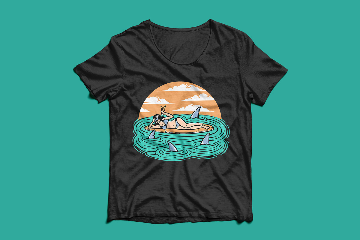Woman surfer lying on surfboard, a Person Illustration by gunaonedesign (Photo 3 of 6)