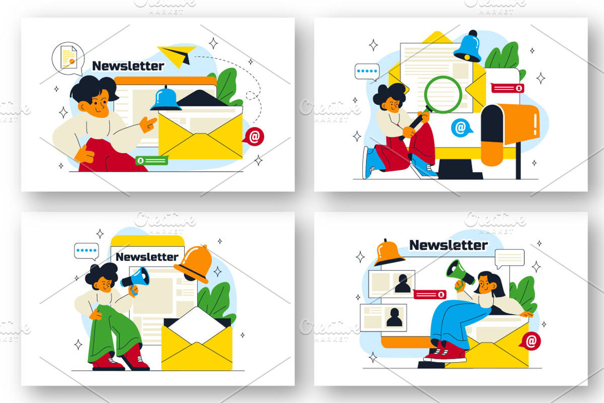 10 Email Newsletter Illustration, a Person Illustration by denayunebgt (Photo 2 of 4)