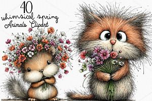 Whimsical Spring Animals Clipart, a Seasonal Illustration by Canvas Craft