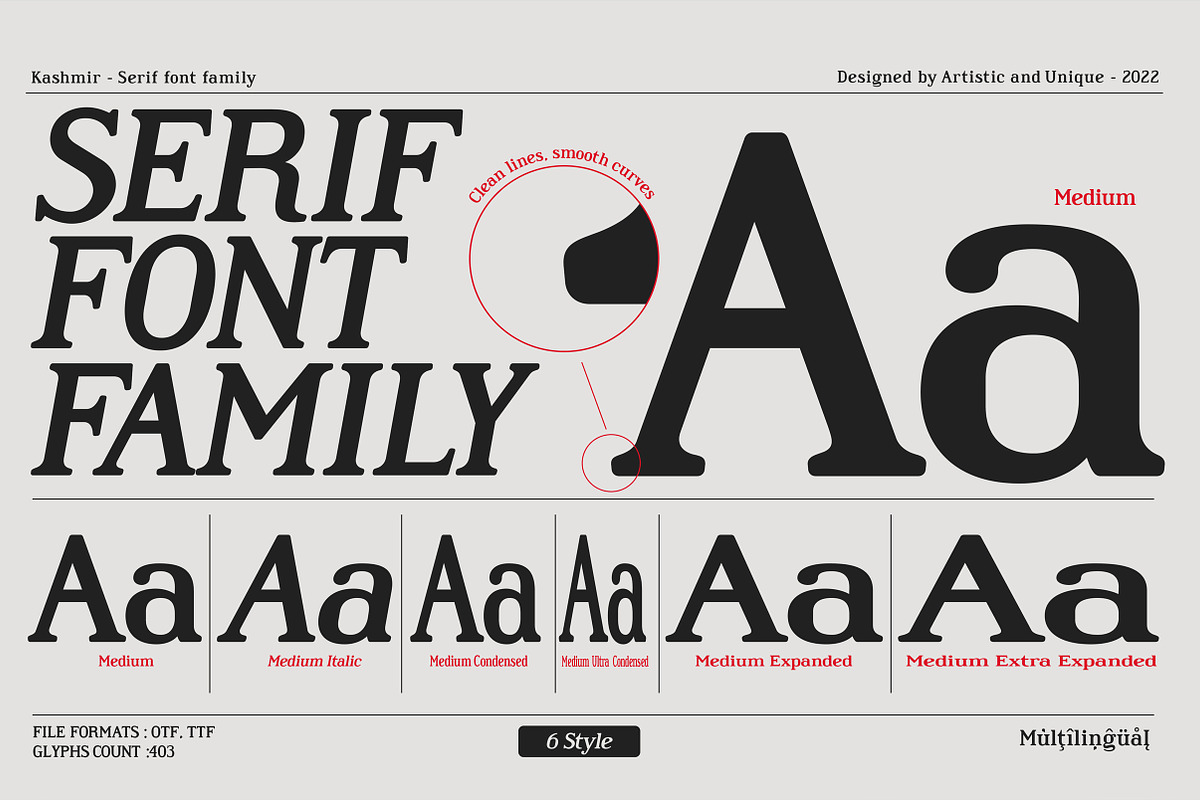 Kashmir - Serif font family, a Serif Font by Artistic & Unique (Photo 2 of 15)