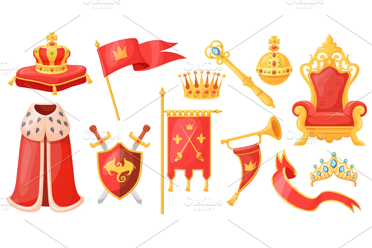 Monarchy attributes. King or queen, an Illustration by Stock-Smart-Start