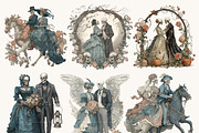 Trippy Valentine Love Story Clipart, a Seasonal Illustration by BusyDaydesign (Thumbnail 10 of 10)