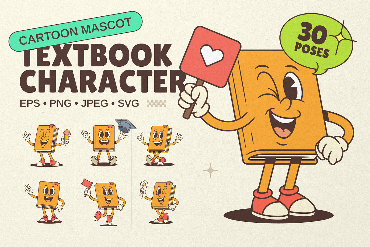 Textbook Cartoon Mascot Character, an Education Illustration by Vasya Kobelev (Photo 1 of 8)