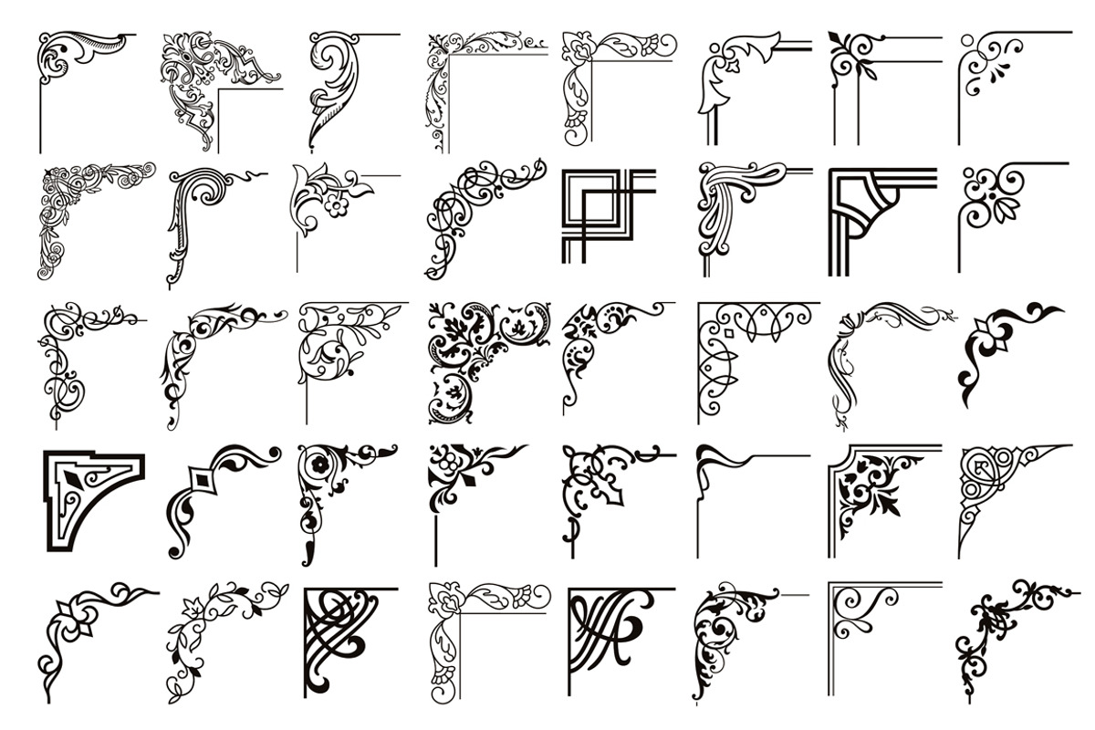 Vector Vintage Corners, Set #5, an Object Graphic by Digiselector Design Goods (Photo 2 of 2)