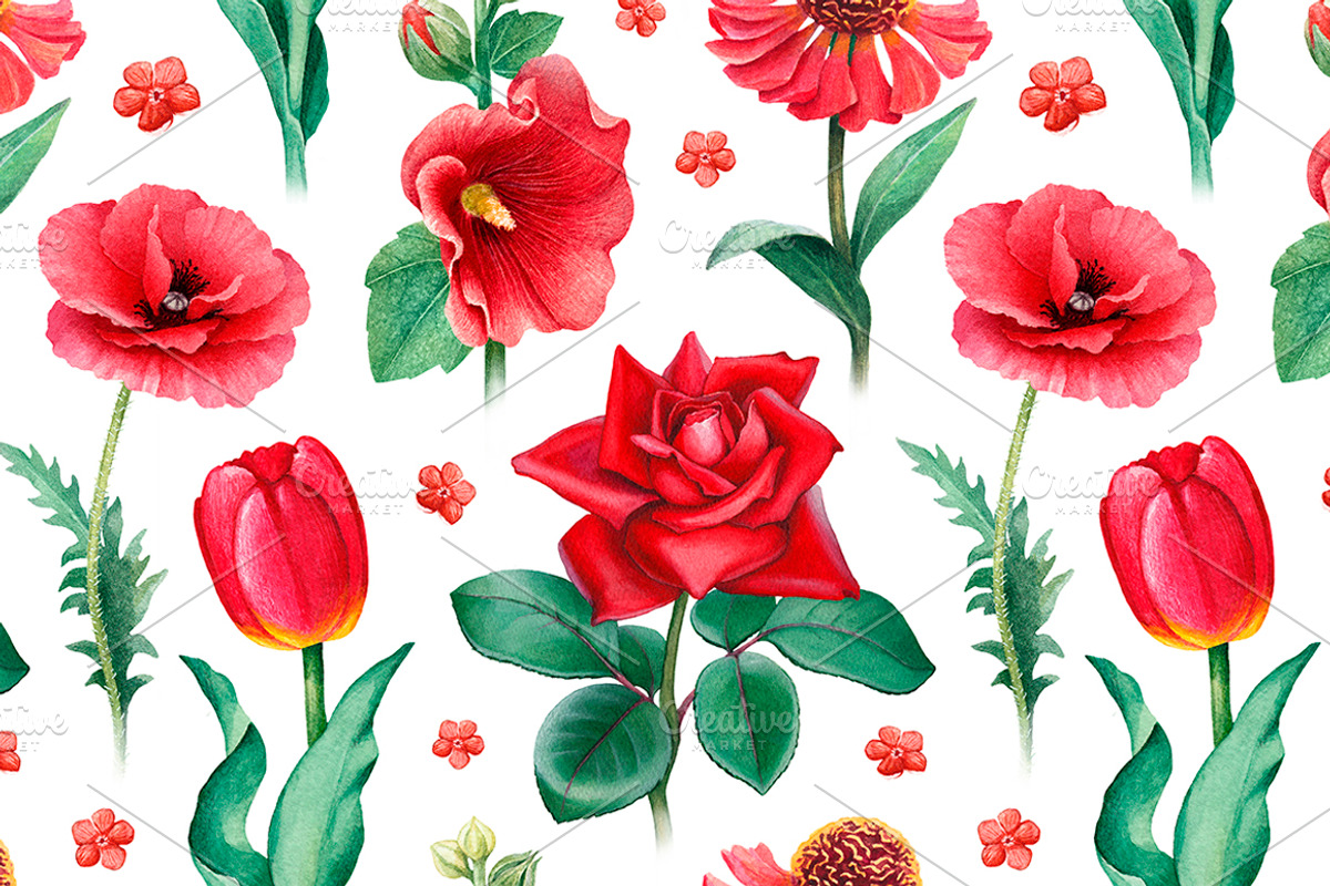 Red summer nature illustrations kit, a Texture Illustration by Sundra (Photo 7 of 7)