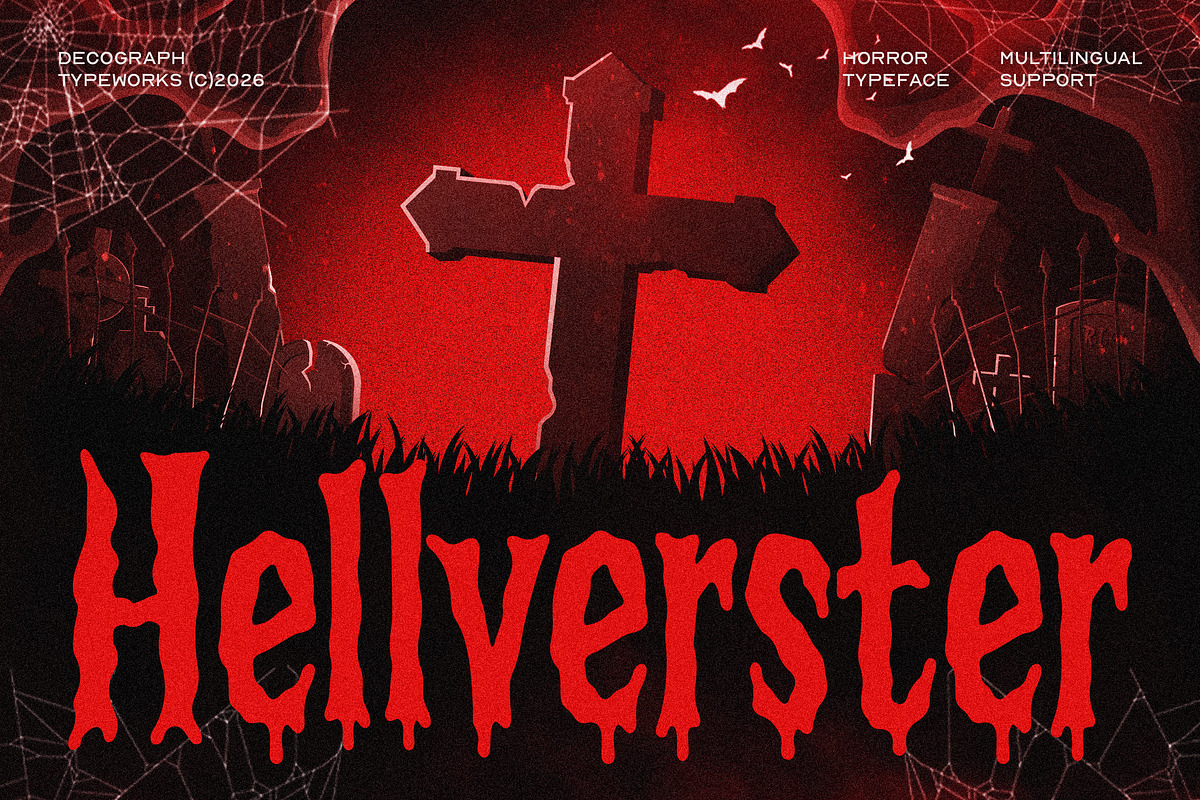 Hellverster – Horror Display Font, a Handwritten Font by decographstud (Photo 1 of 7)