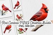 Red Cardinal PNG Christmas Bundle, an Illustration by Moon Studio (Thumbnail 1 of 11)