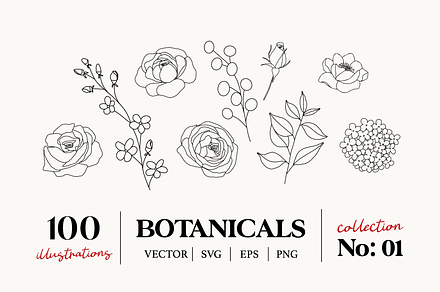 Botanical Line Art Logo Elements V1, a Texture Illustration by Kaya Fonts