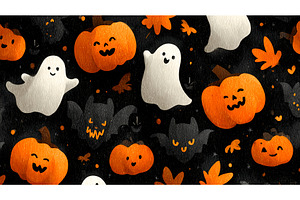 A Spooky Halloween Pattern featuring, an Illustration by Lukas Jonaitis SHOP