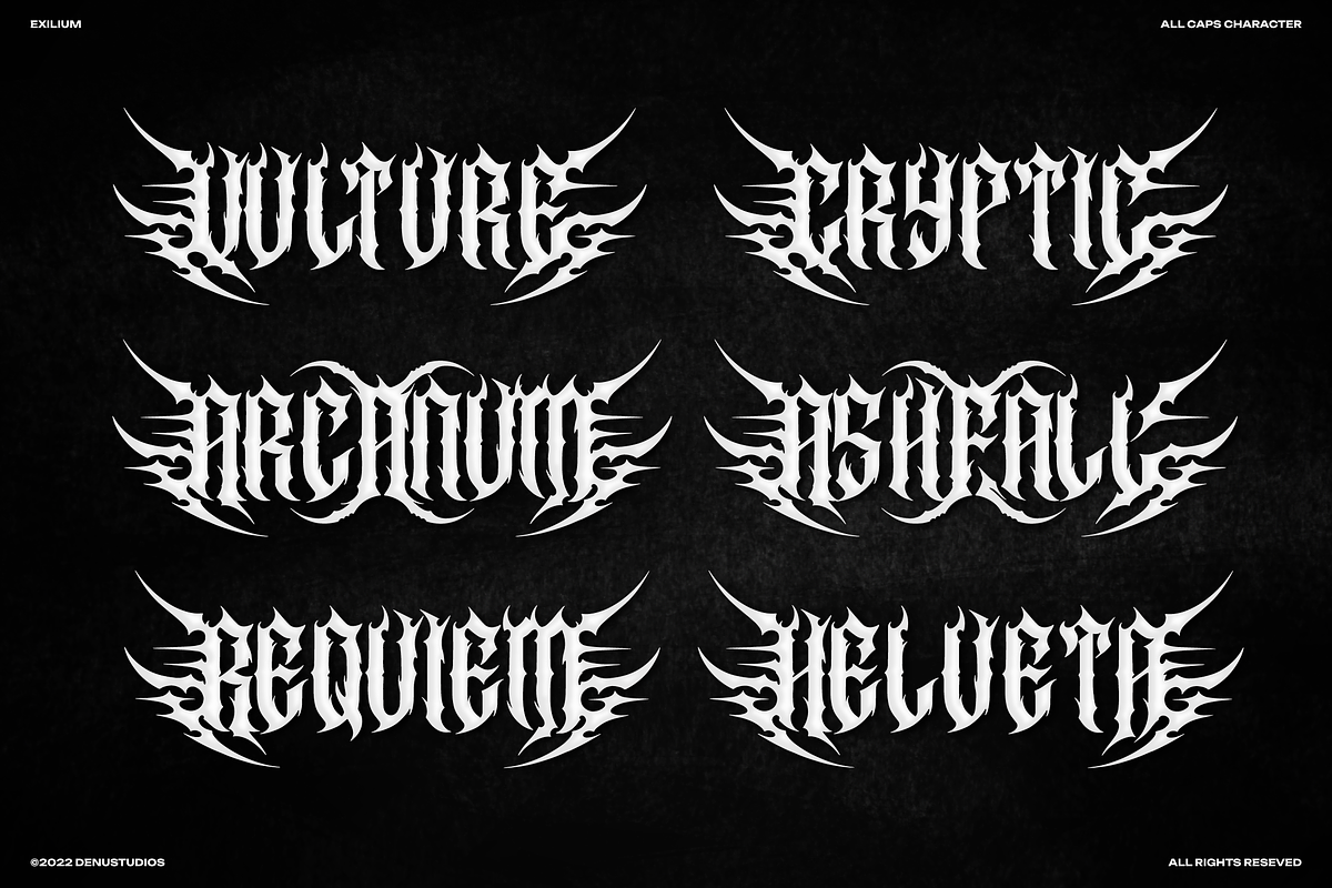 Exilium | Black Metal Font, a Blackletter Font by Denustudios (Photo 2 of 12)