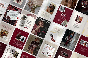 Bold & Burgundy Instagram Templates, a Social Media Template by CanvaTemplateClubCo