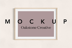 Landscape Wood Frame with Mat Mockup