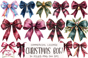 Christmas Bow Clipart, an Illustration by OK Design