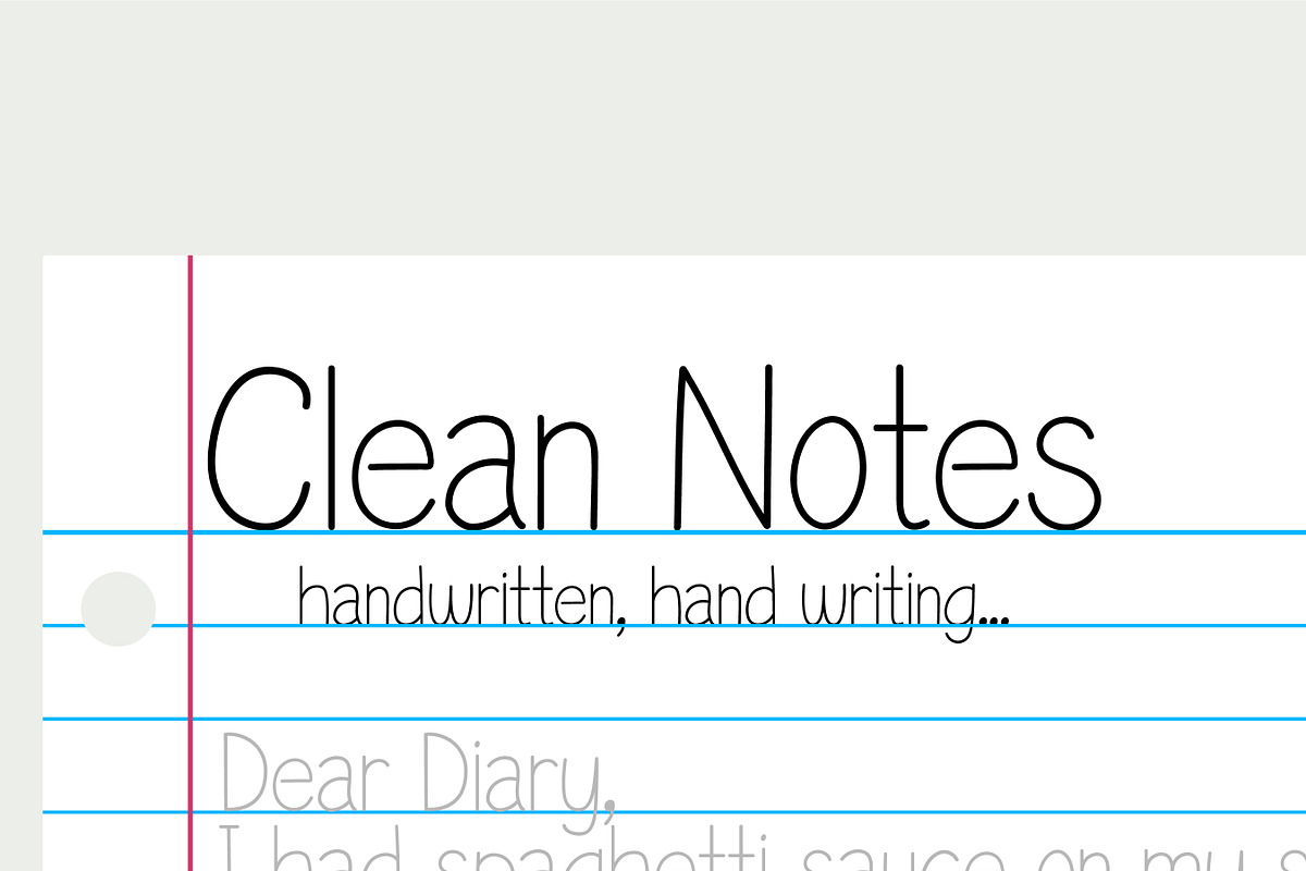 Clean Notes Font, a Handwritten Font by noonsun (Photo 1 of 4)