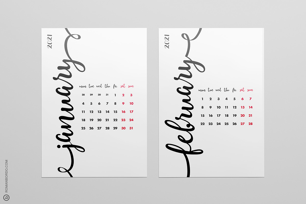 NEW 2021 Year Calligraphy Calendar, a Stationery Template by Bordo (Photo 2 of 7)