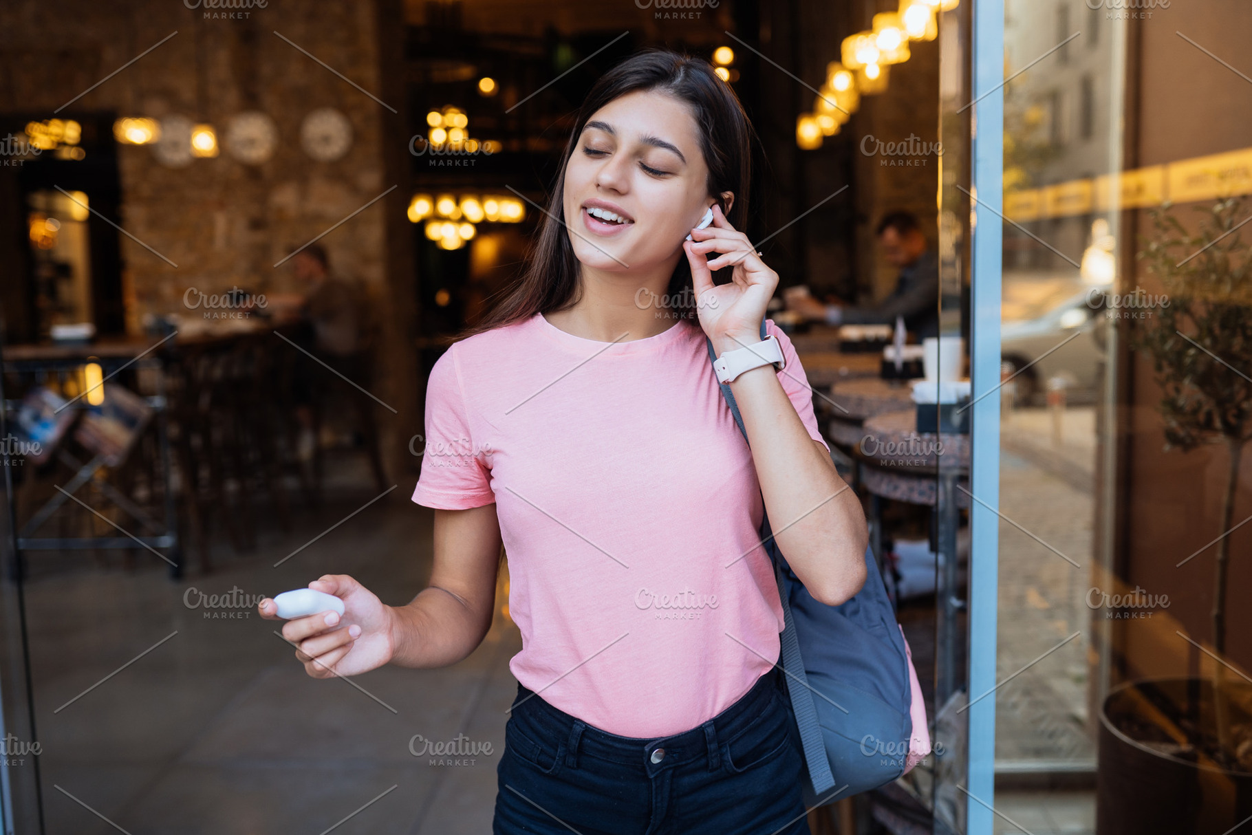 Beautiful girl with wireless headpho, a Person Photo by Tekso