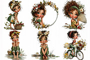 Whimsical Summer Girl Clipart, an Illustration by DreamCafeArt (Thumbnail 3 of 7)