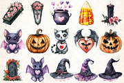 Cute Goth Halloween Clipart, an Illustration by DreamCafeArt (Thumbnail 4 of 5)