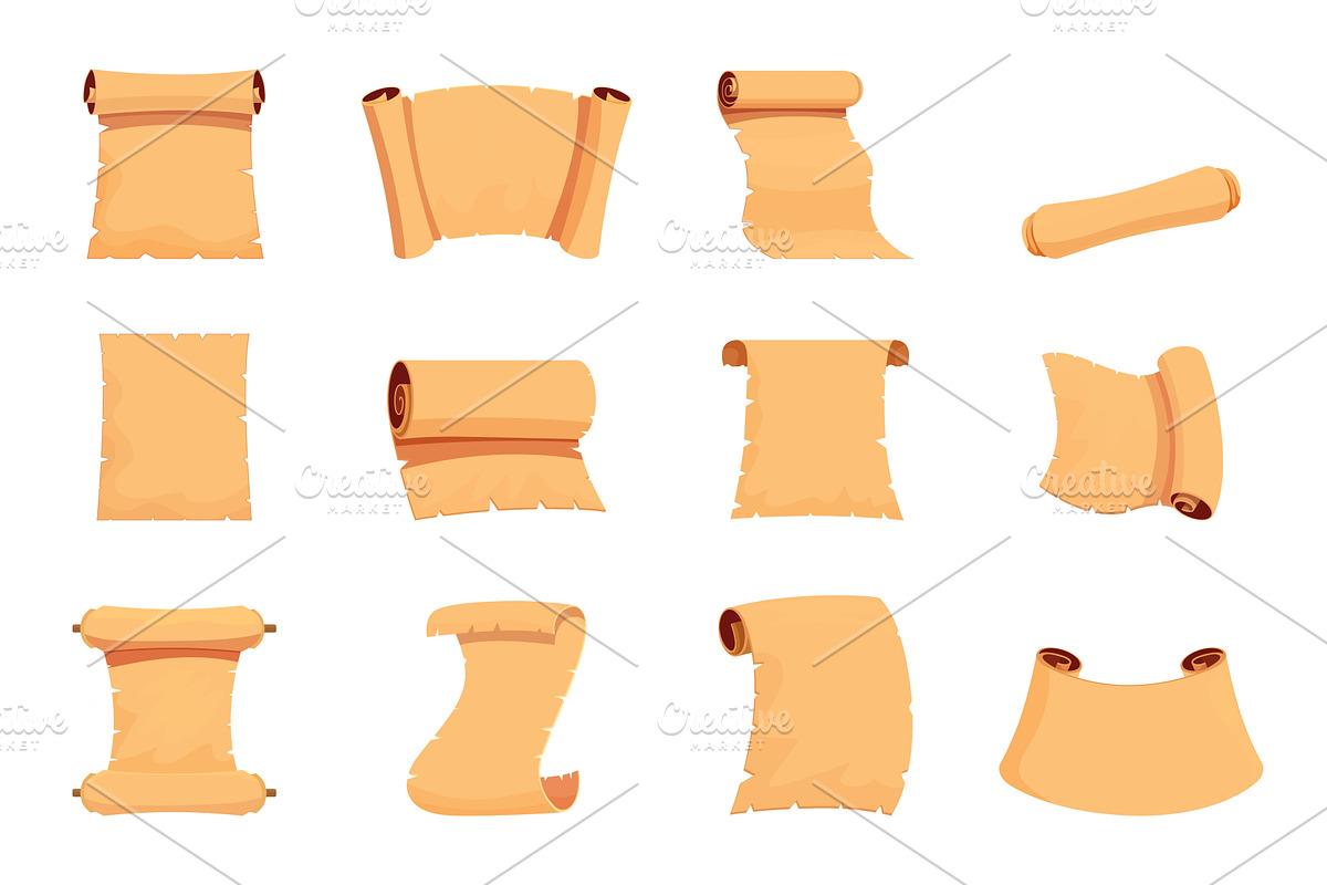 Medieval papyrus scrolls. Parchment, an Illustration by Valerie Bodnar