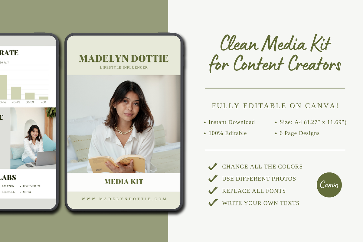 Clean Media Kit for Content Creators, a Print Template by The Little Lily Studio (Photo 5 of 5)