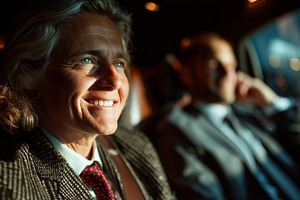 Business travel in a luxury car: two executives on a calm, focus, a Photo by AS photostudio