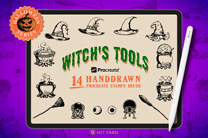 14 Witch Tools Stamp Brushes