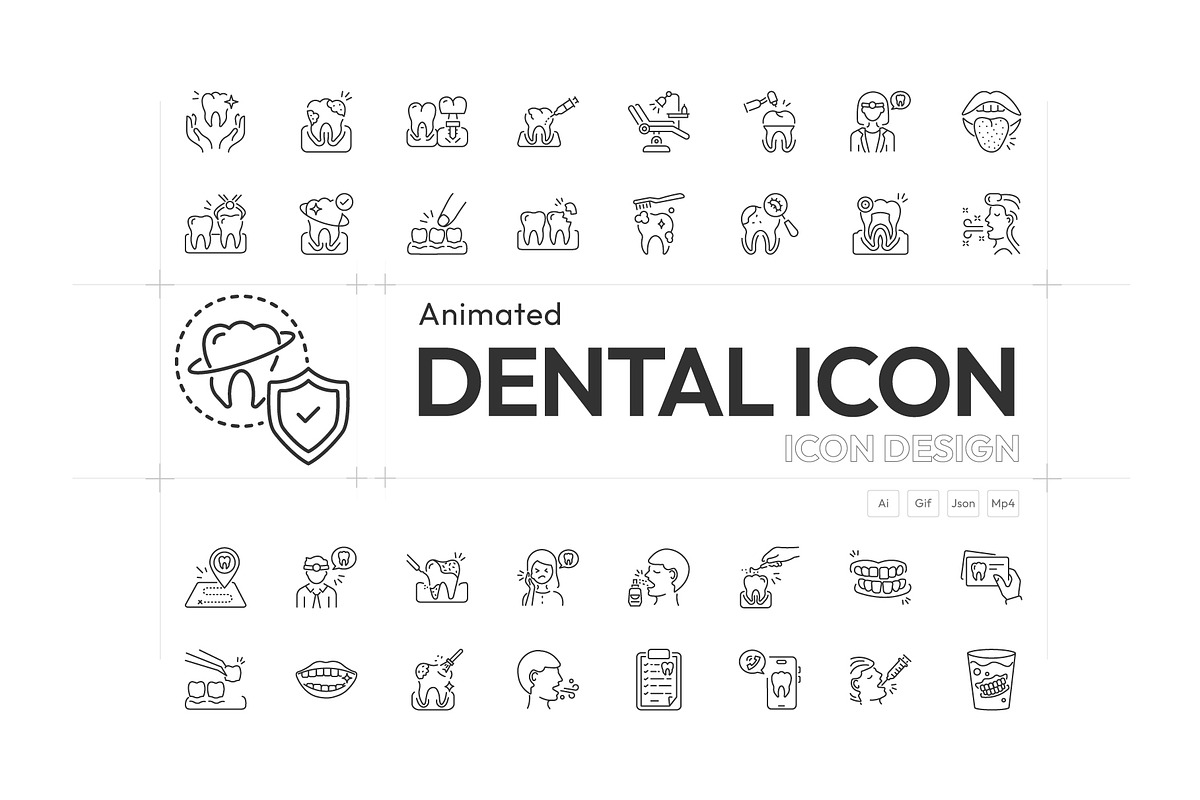 Animated Dental Outline Icons, an Outline Icon by Prosymbols (Photo 1 of 4)