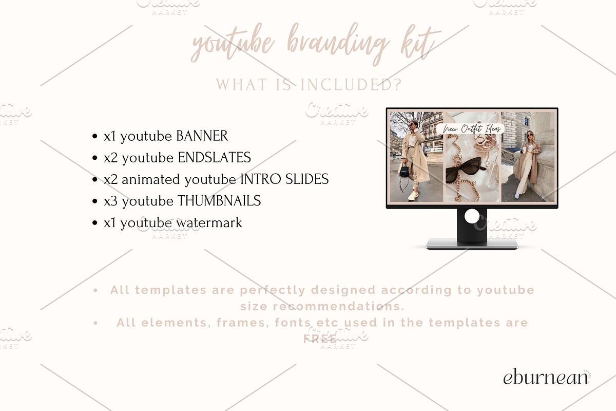 Beige Canva Youtube Branding Kit, a Social Media Template by Studio Eburnean (Photo 4 of 5)