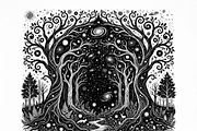 50 Mystical Galaxy Forest Silhouette, a Technology Illustration by Amazin_art (Thumbnail 20 of 33)