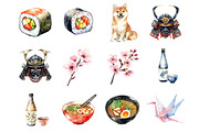 Watercolor Japan Clipart, an Illustration by Design Market (Thumbnail 2 of 4)