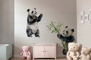 Watercolor Panda Clipart, Cute Panda