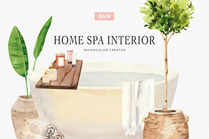 Home spa interior watercolor creator