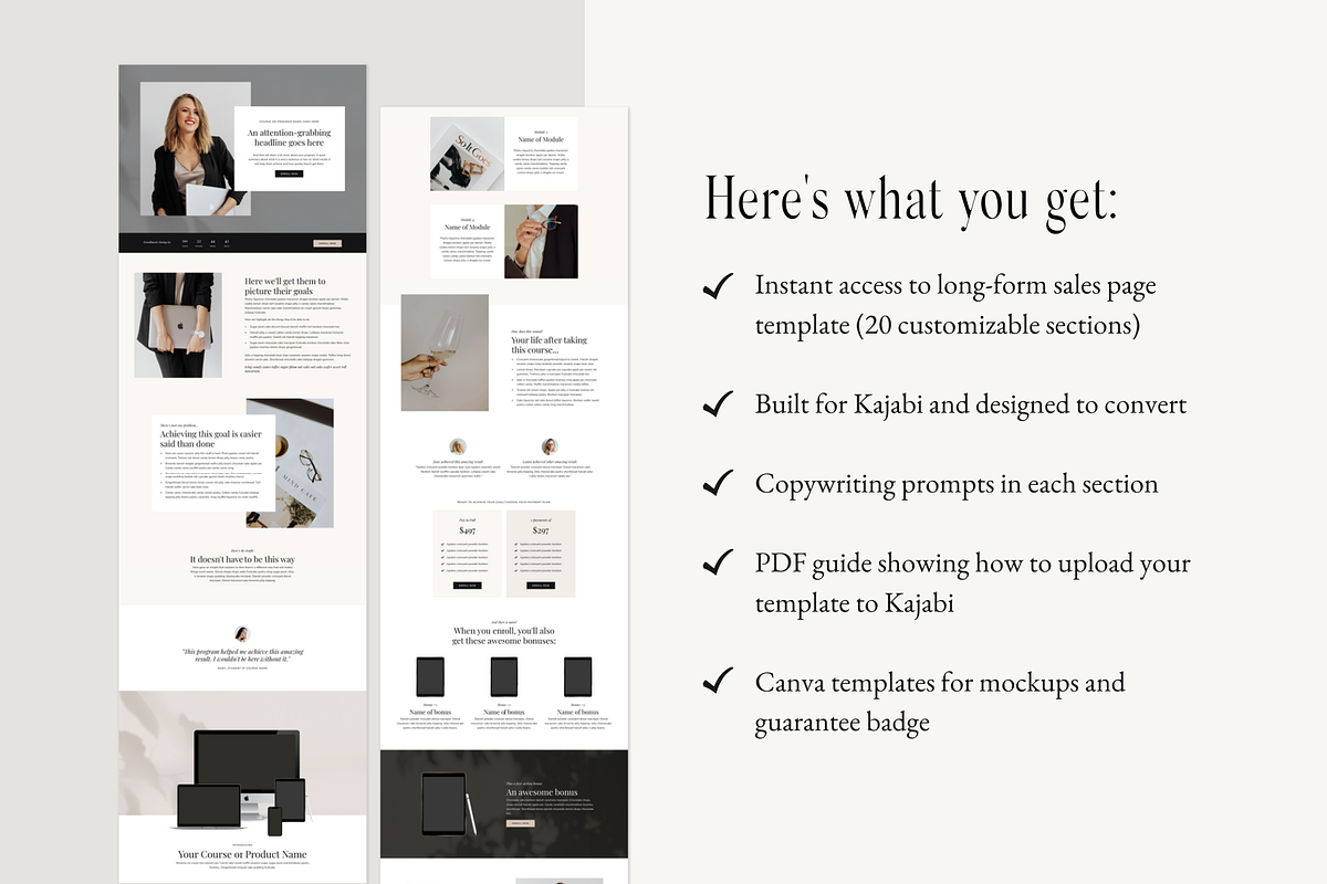 Kajabi Sales Page Template, a Landing Page Template by Pixel & Flow (Photo 3 of 8)