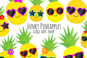 Funky Pineapple Clipart Designs, an Illustration by Doodle and Stitch
