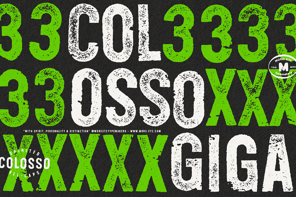 Colosso Giga Display Font, a Sans Serif Font by More Etc. Studios (Photo 2 of 14)
