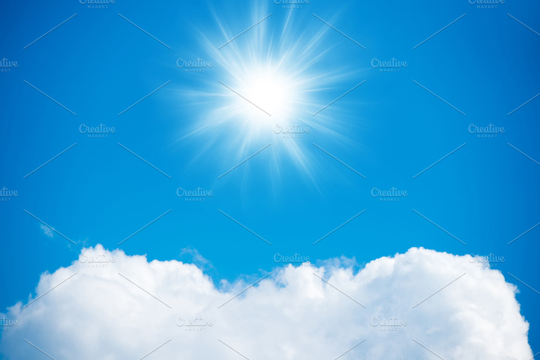 Sun and blue sky with white cloud, a Nature Photo by Vapi