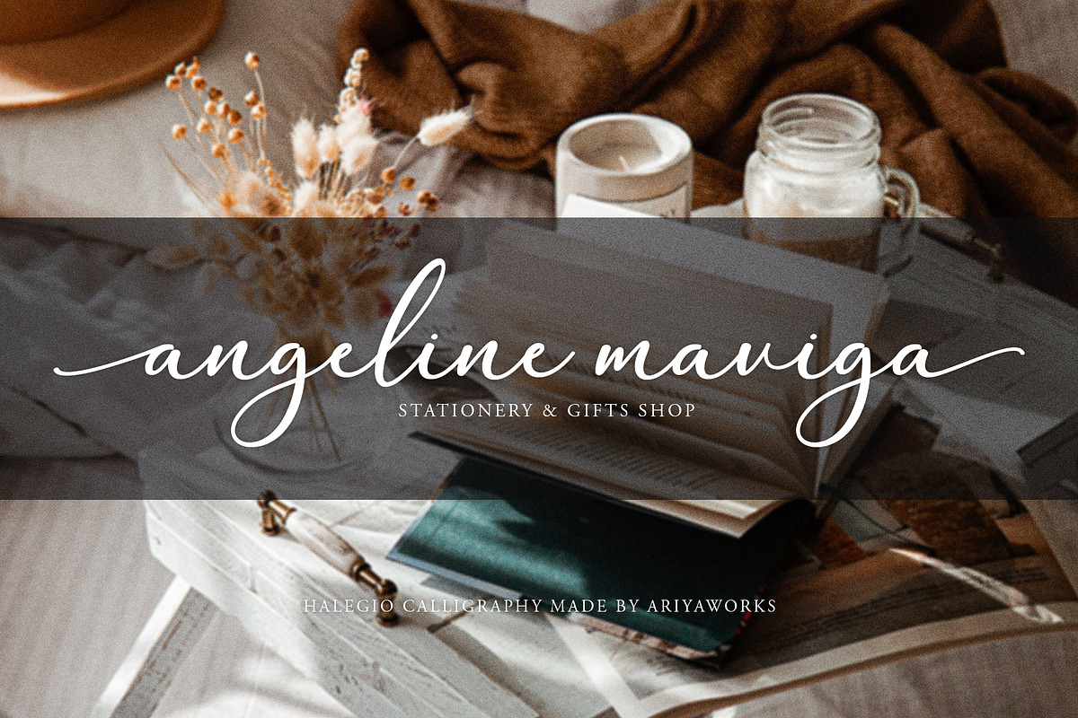 Halegio | Modern Calligraphy Font, a Script Font by Ariya Works (Photo 2 of 11)