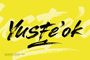 Yusfe'ok - Futuristic Brush Font, a Handwritten Font by Sealoung (Thumbnail 1 of 10)