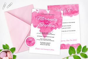 Watercolor Wedding Invitation Pack