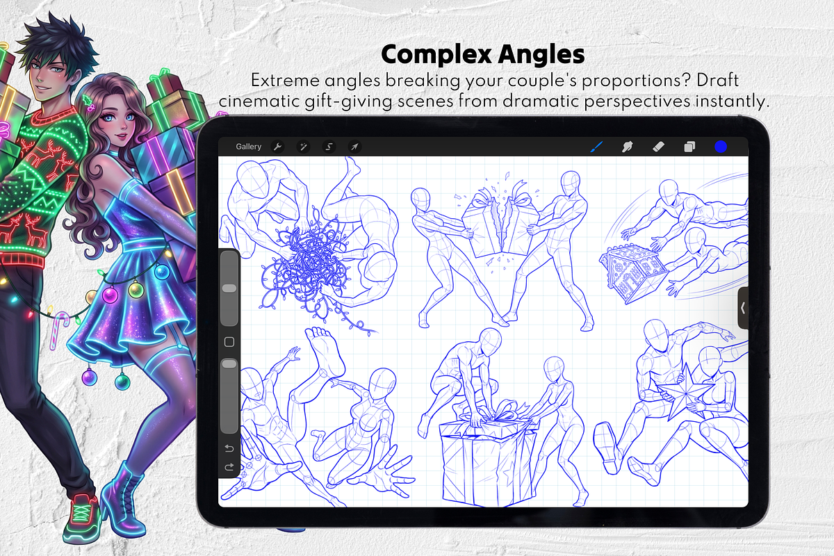 Xmas Couple Procreate Brushes, a Brush Add-On by Selentaori Studio (Photo 7 of 12)