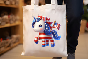 Patriotic Cute Unicorn Clipart