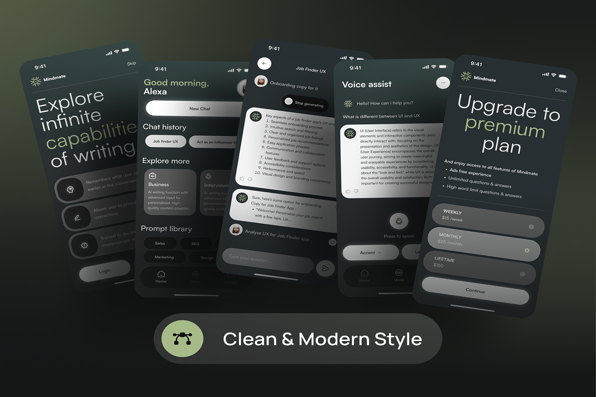 Mindmate - AI Chat BOT App UI KIT, an UI Kit Template by Creative Perspective (Photo 7 of 7)
