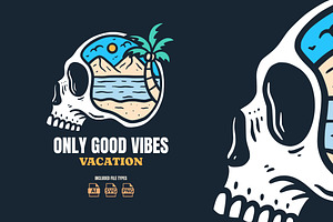 Beach Skull Vector Illustration, an Object Illustration by Decoconio Design