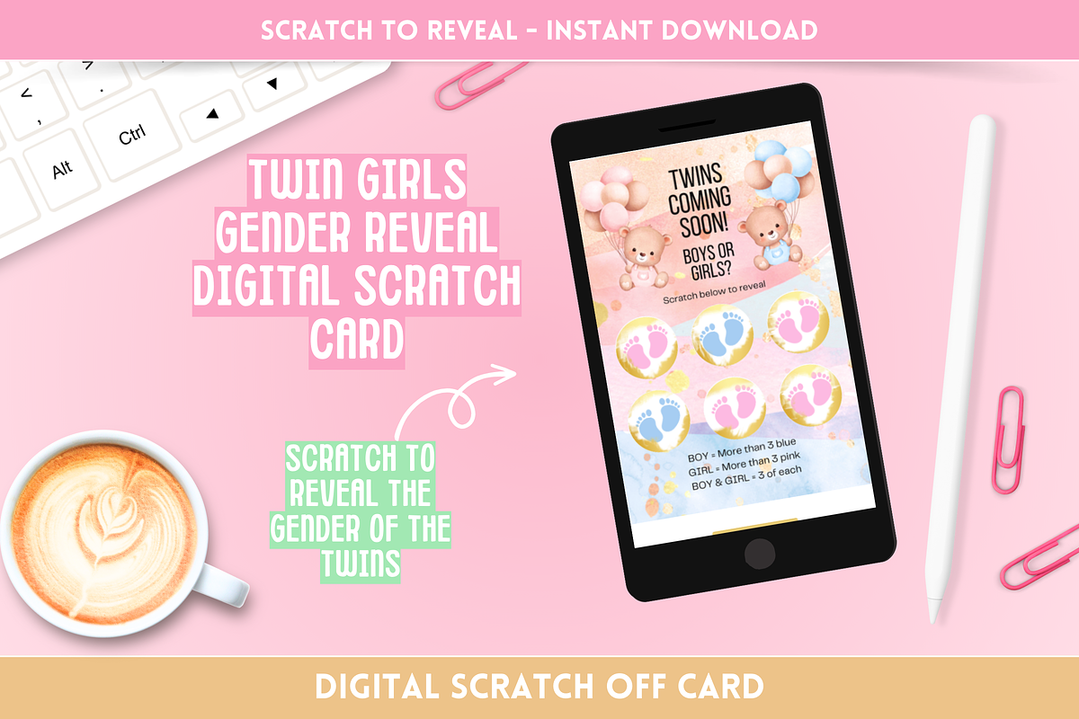Twin Girls Digital Scratch Card, an Email Template by SunshineStudioBoutique (Photo 2 of 8)