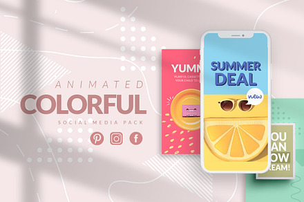 ANIMATED Colorful Social Media Pack, a Social Media Template by Eviory
