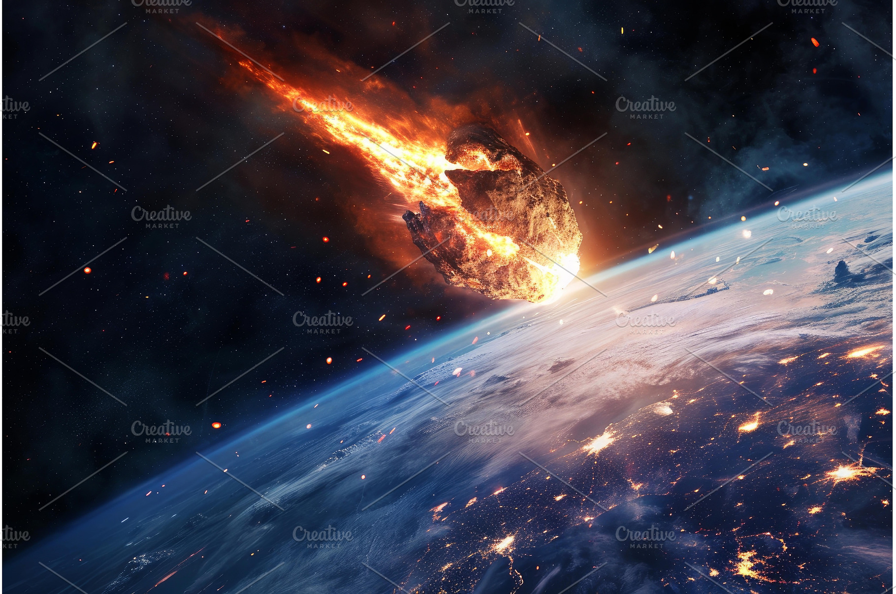 Fearsome Asteroid earth collision, a Nature Photo by Ylivdesign