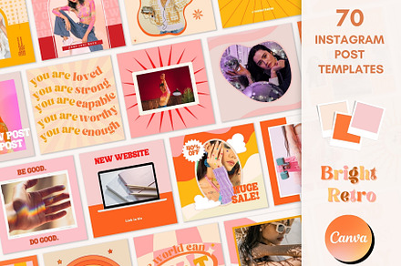 Retro Social Media Templates Canva, a Social Media Template by Boltik Studio