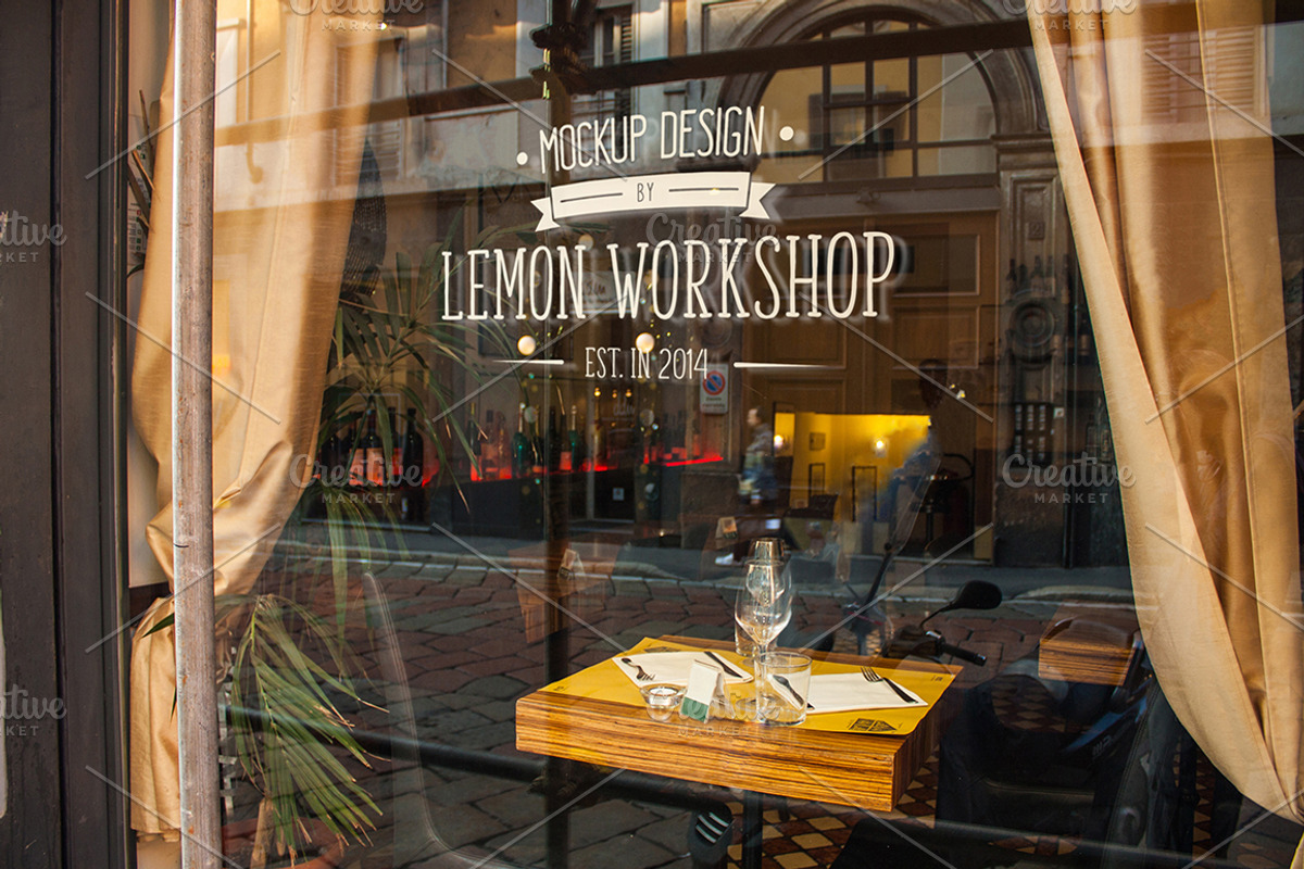 Restaurant or Bar Mockup on Window, a Product Mockup by Lemon Workshop (Photo 1 of 2)